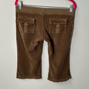 Y2K JUICY COUTURE women's vintage light brown terrycloth lowrise flare capris, S